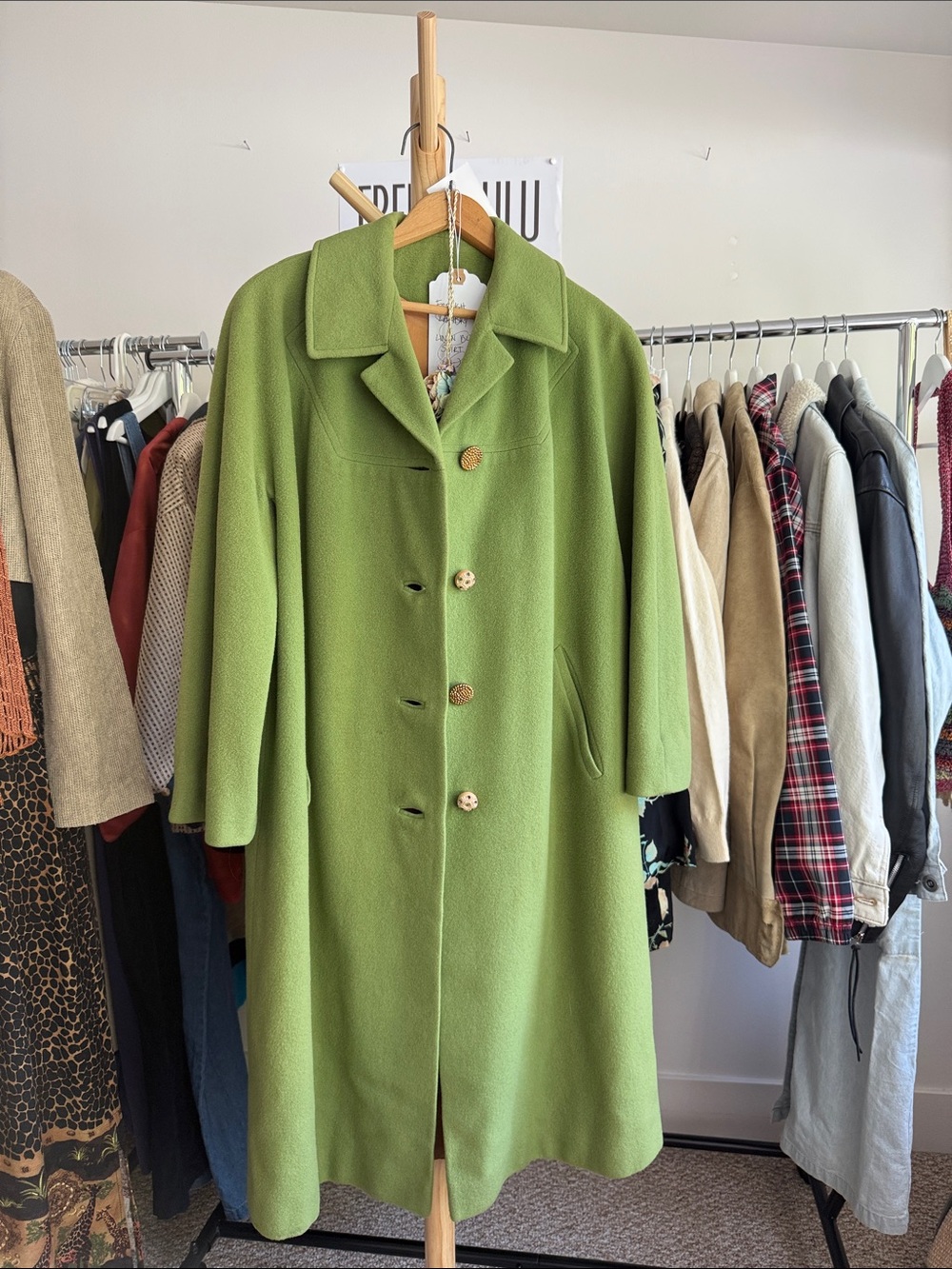 Vintage 100% Cashmere Coat in Green